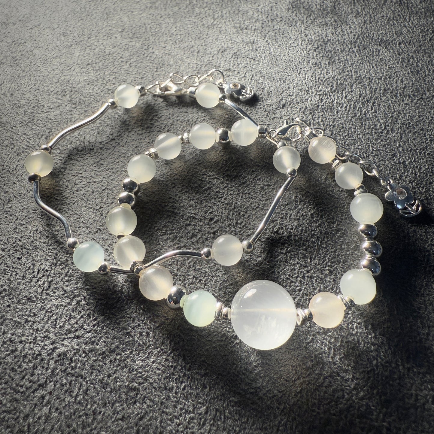 Green Calcite + Clear Quartz Bracelet