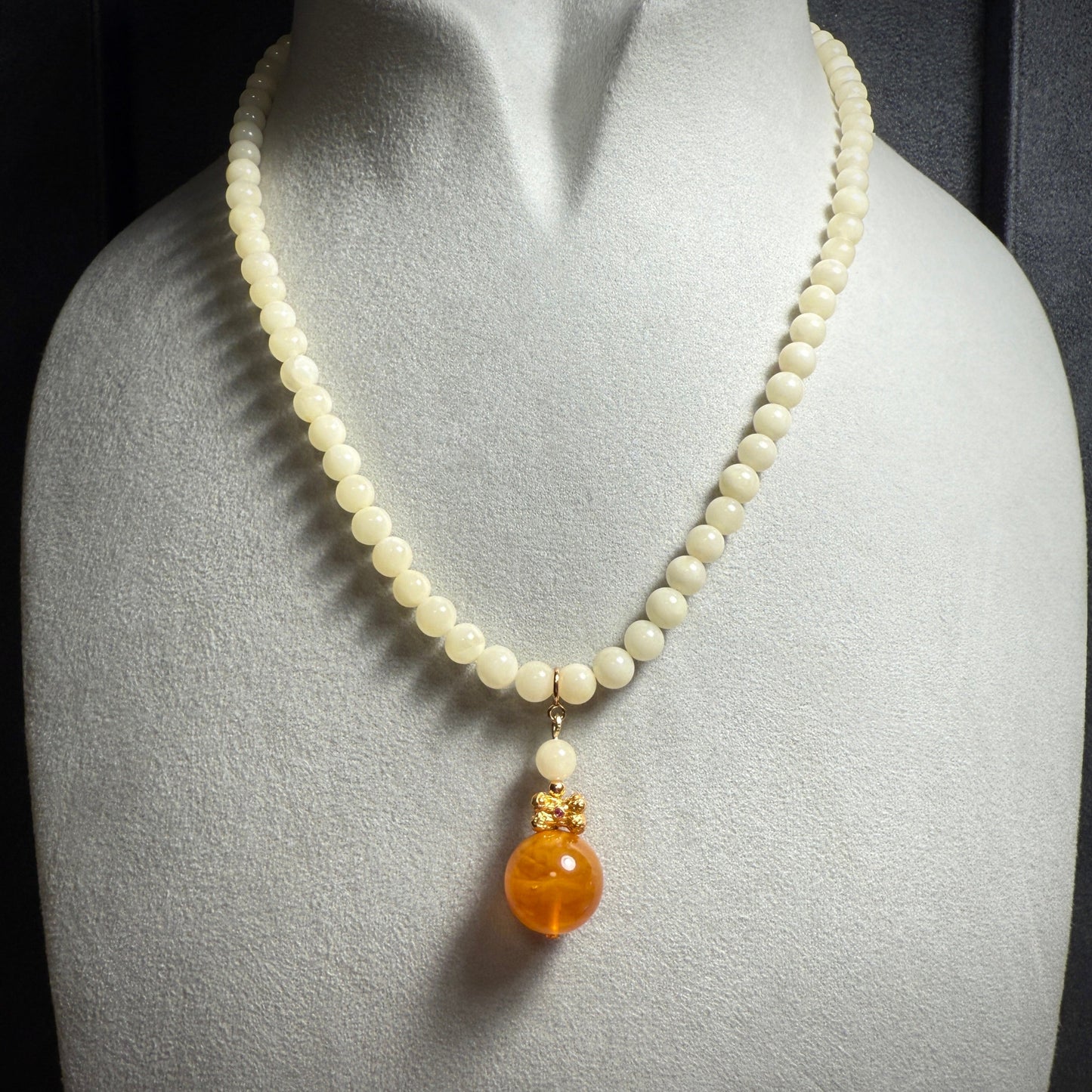 White Baltic Amber Necklace