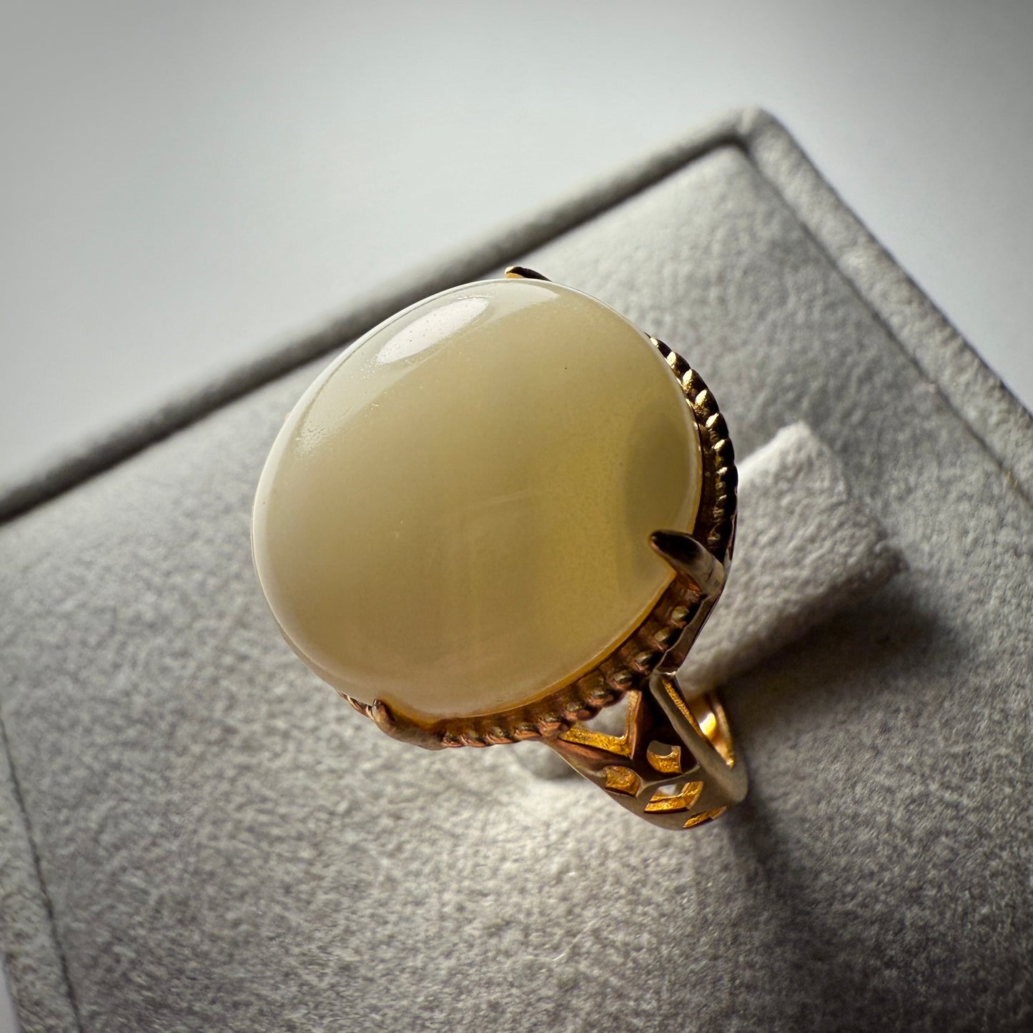 Baltic White Amber Ring