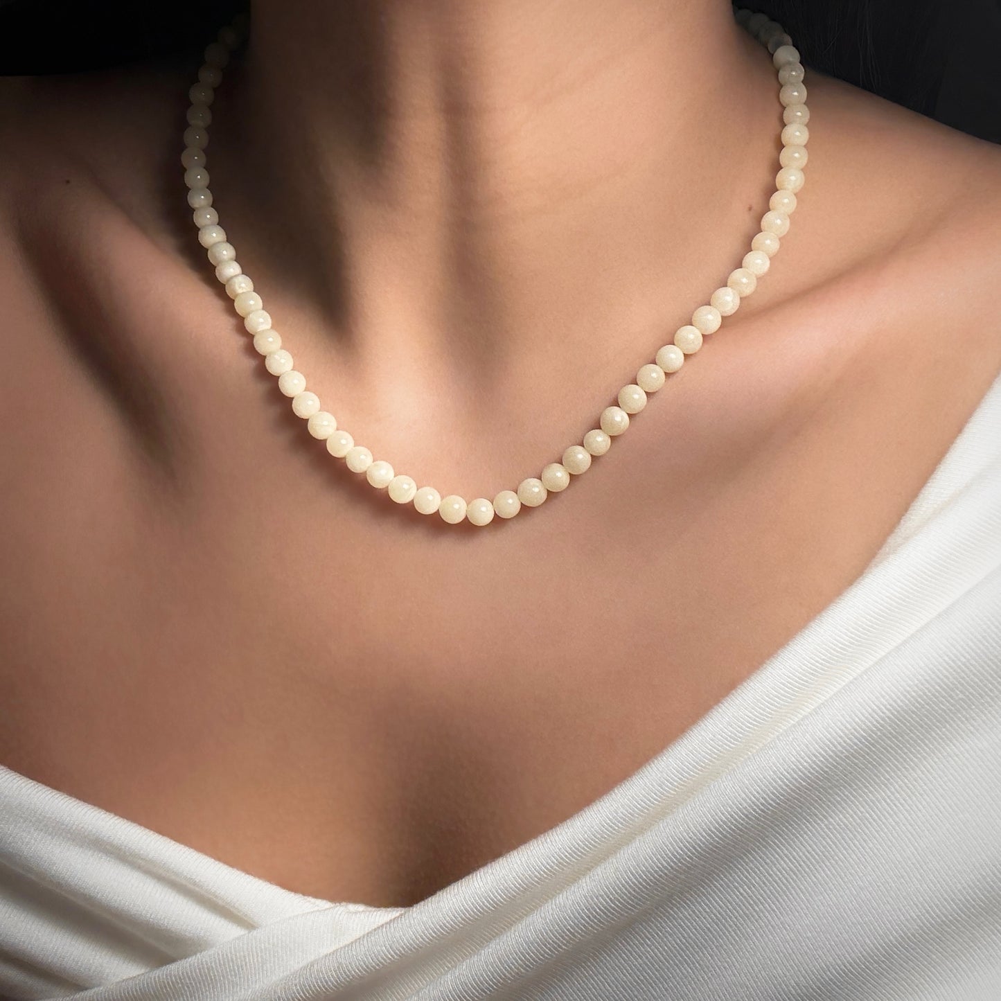 White Baltic Amber Necklace