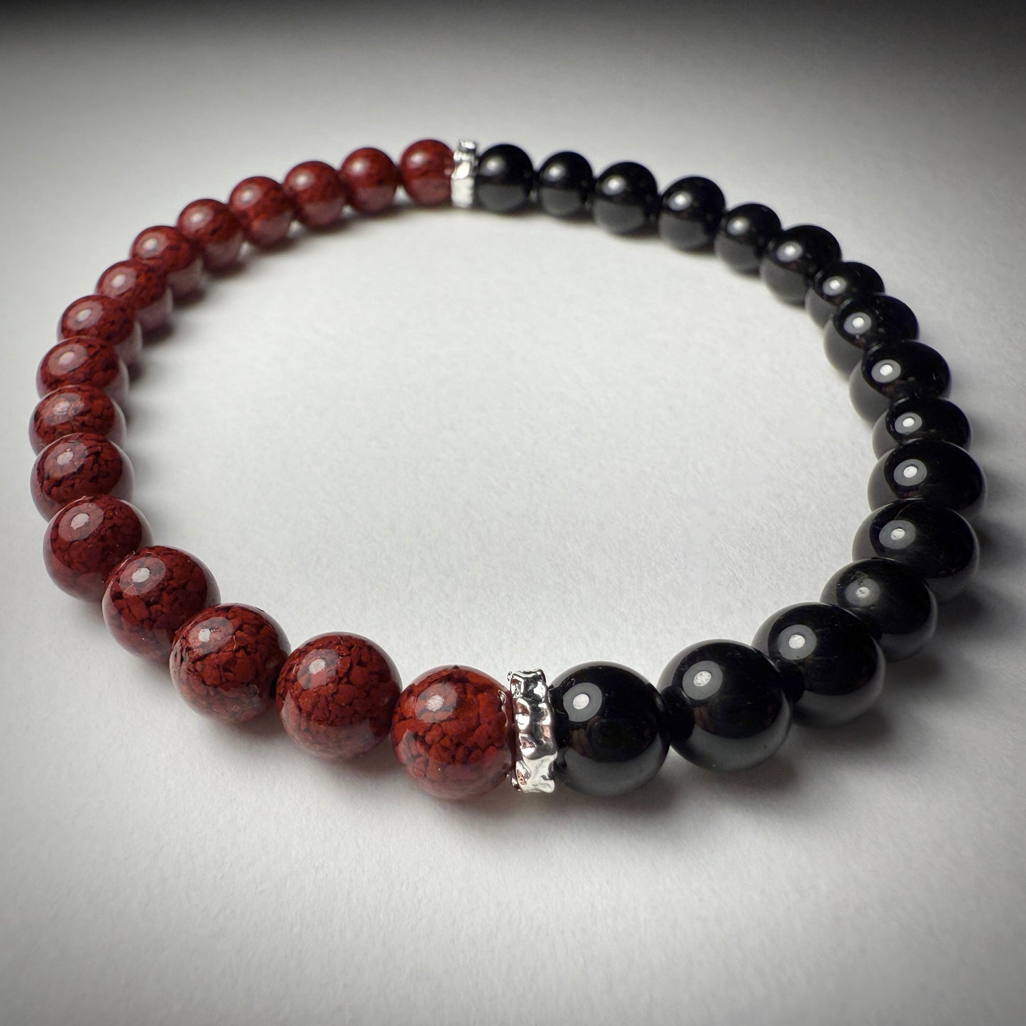 Black Tourmaline & Cinnabar Bracelet