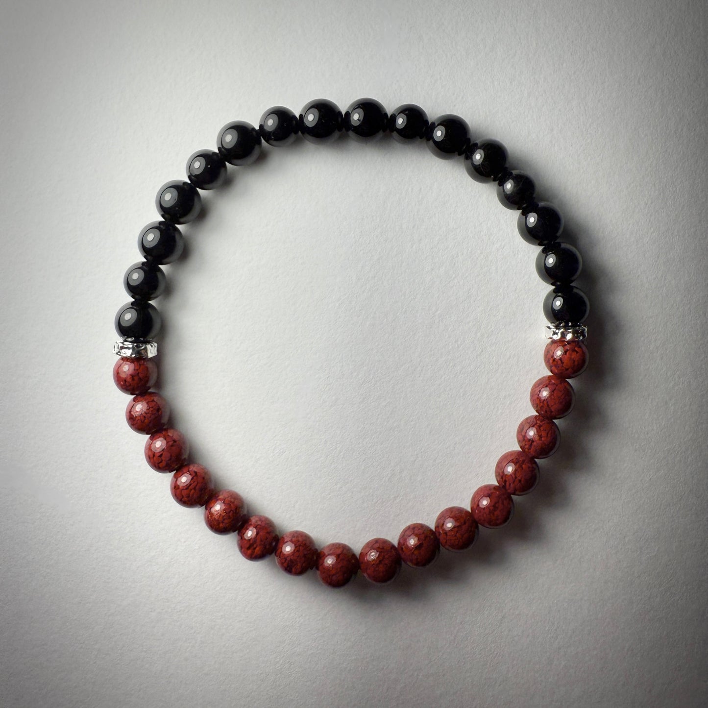 Black Tourmaline & Cinnabar Bracelet