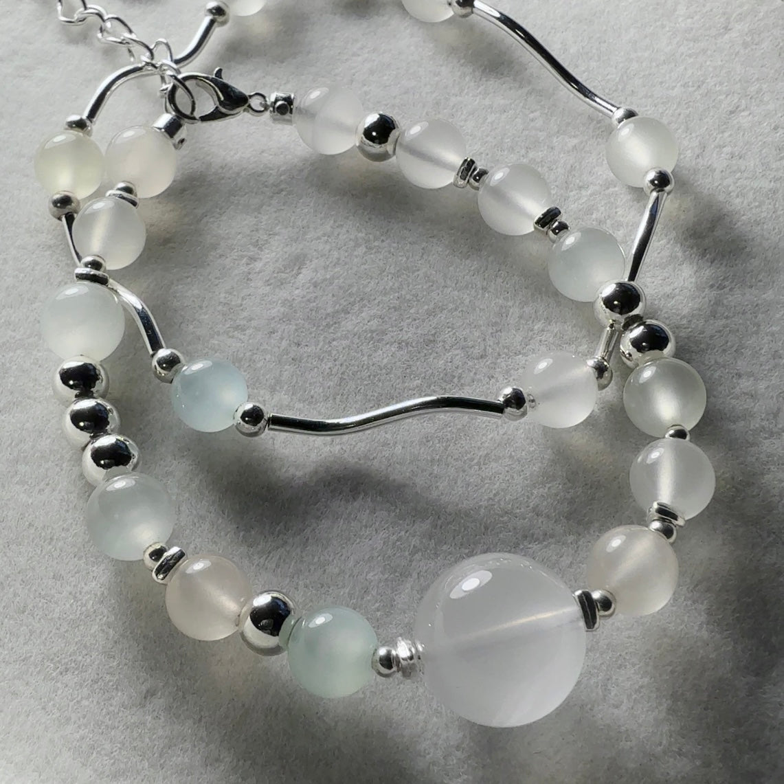 Green Calcite + Clear Quartz Bracelet