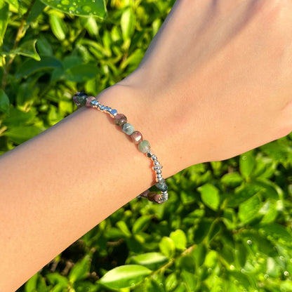 Tourmaline with Silver Flower centerpiece Bracelet