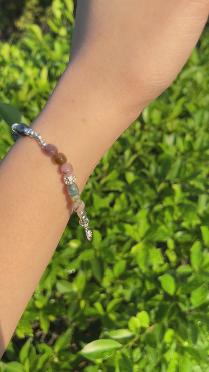 Tourmaline with Silver Flower centerpiece Bracelet